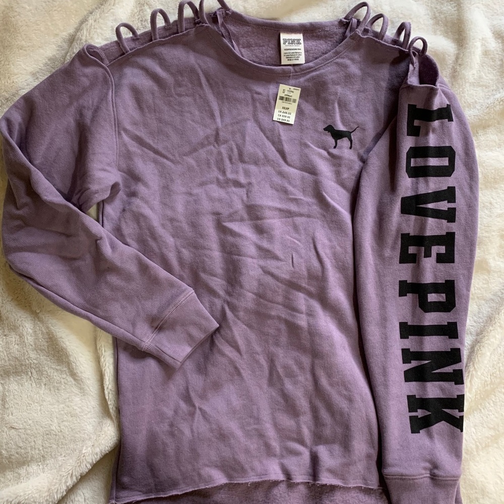 VS PINK Purple Open Shoulder Sweatshirt
